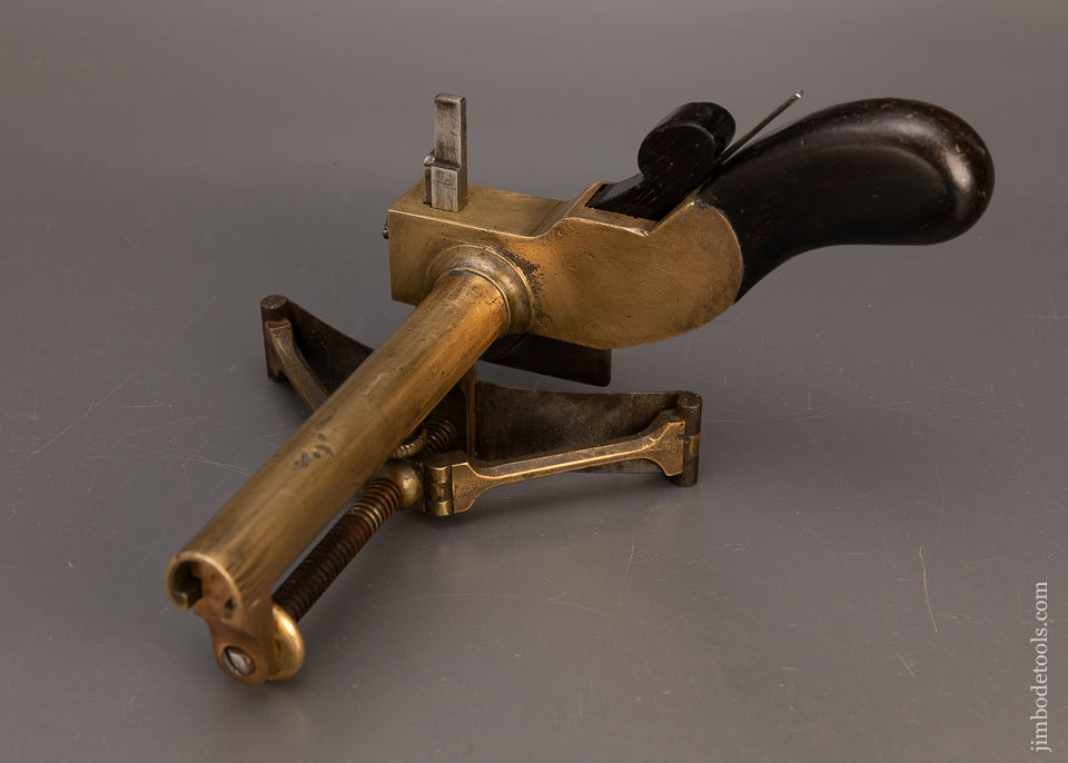 Rare THOMAS FALCONER Curved Fence Plow Plane Gunmetal with Rosewood Infill - EXCELSIOR 116106