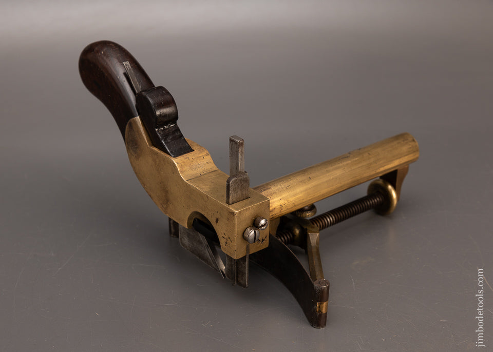 Rare THOMAS FALCONER Curved Fence Plow Plane Gunmetal with Rosewood Infill - EXCELSIOR 116106