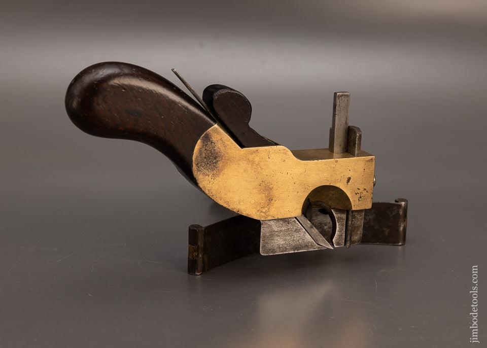 Rare THOMAS FALCONER Curved Fence Plow Plane Gunmetal with Rosewood Infill - EXCELSIOR 116106