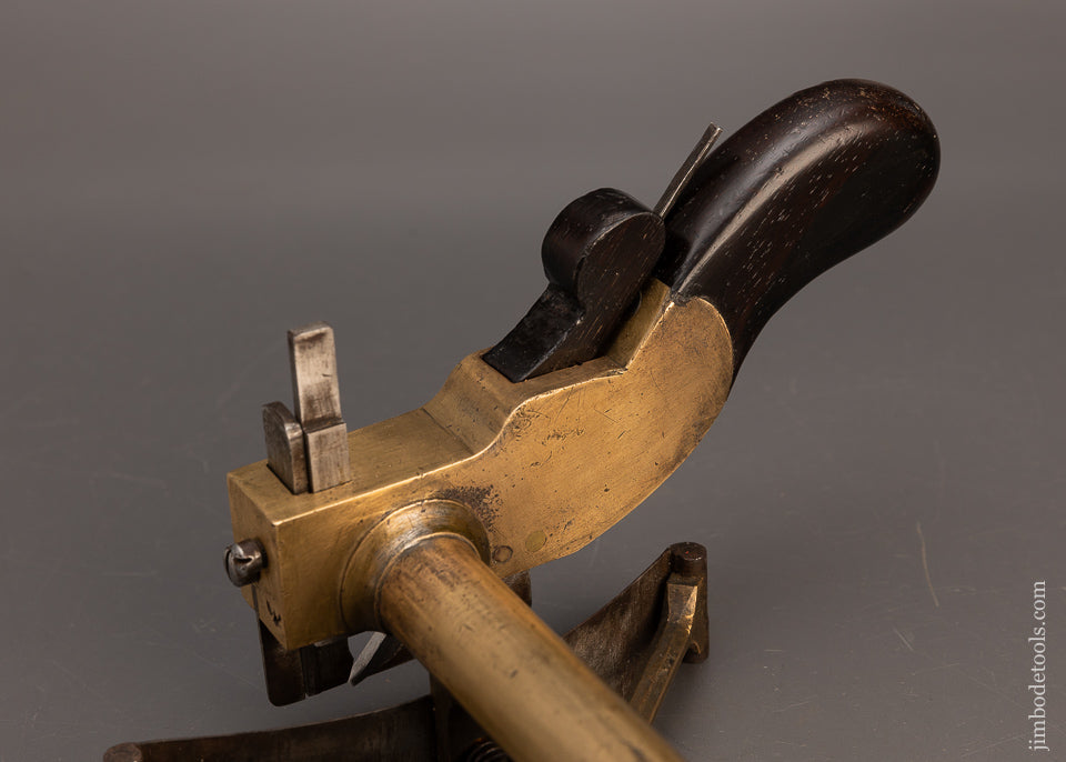 Rare THOMAS FALCONER Curved Fence Plow Plane Gunmetal with Rosewood Infill - EXCELSIOR 116106