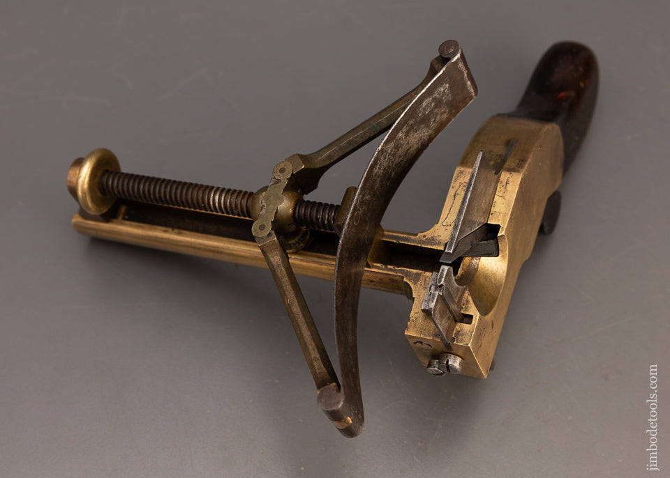 Rare THOMAS FALCONER Curved Fence Plow Plane Gunmetal with Rosewood Infill - EXCELSIOR 116106