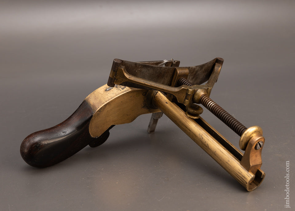 Rare THOMAS FALCONER Curved Fence Plow Plane Gunmetal with Rosewood Infill - EXCELSIOR 116106