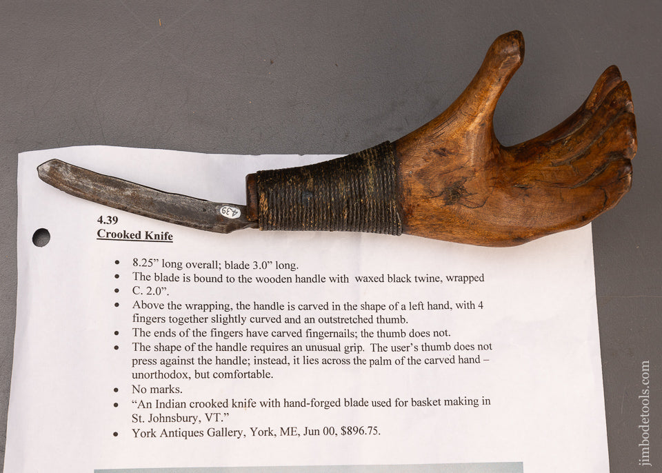Wicked Smart “Hand” Carved Native American Crooked Knife - EXCELSIOR 116186