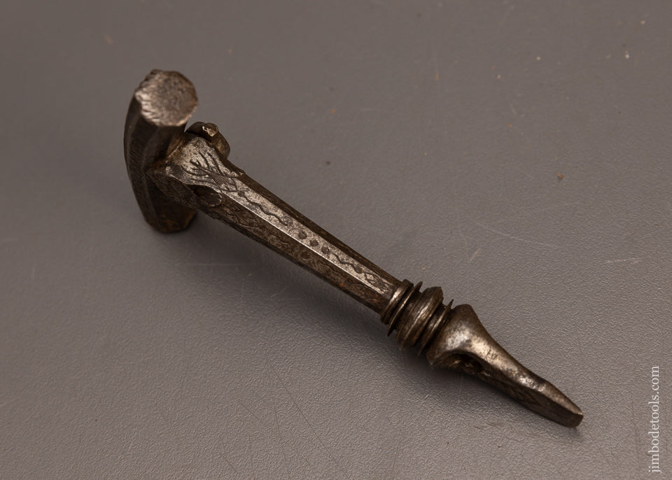 Stunning-DATED-1734-Engraved-Combination-Tool-Flint-Knapping-Hammer-&-Screwdriver-EXCELSIOR-117572