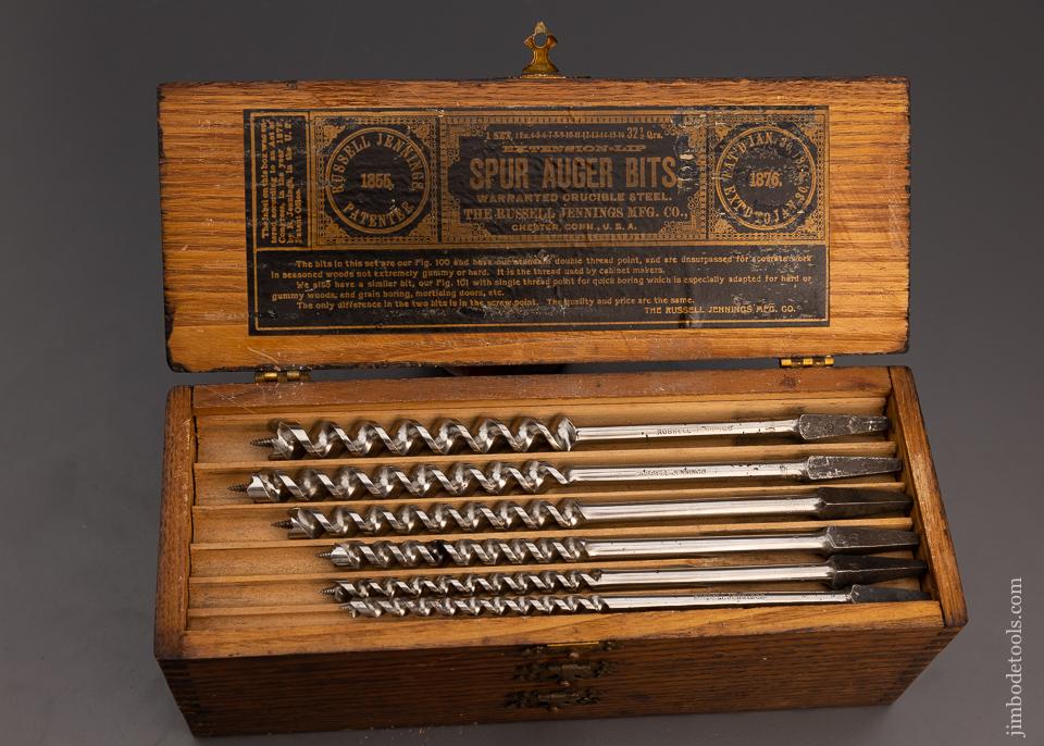 Extra Fine Complete Set of 13 RUSSELL JENNINGS Auger Bits in Original Three Tiered Box - 100515
