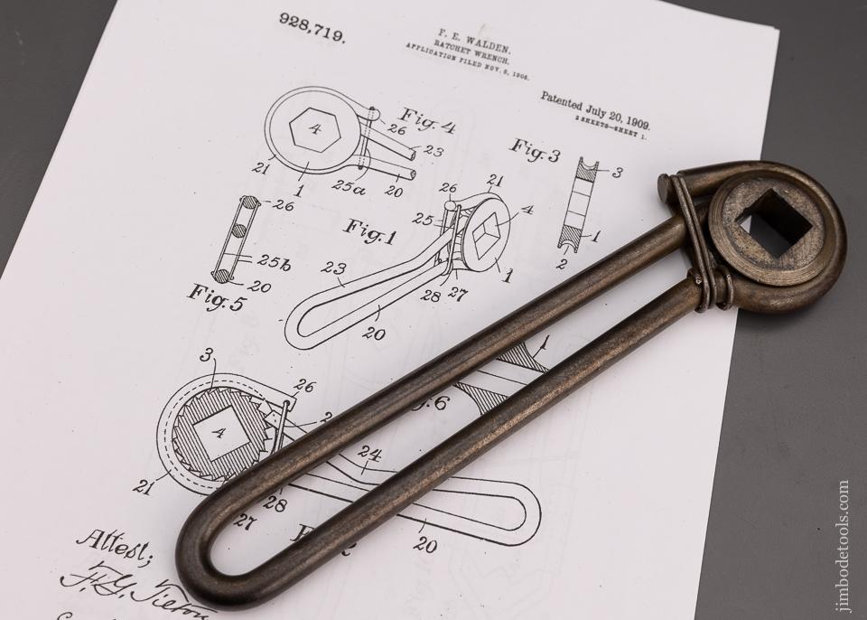 Rare WALDEN-WORCESTER Patented Ratcheting Buggy Wrench - 100843