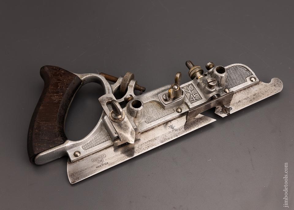 Fine & 100% Complete in Original Box STANLEY No. A45 ALUMINUM Combination Plane - 100958