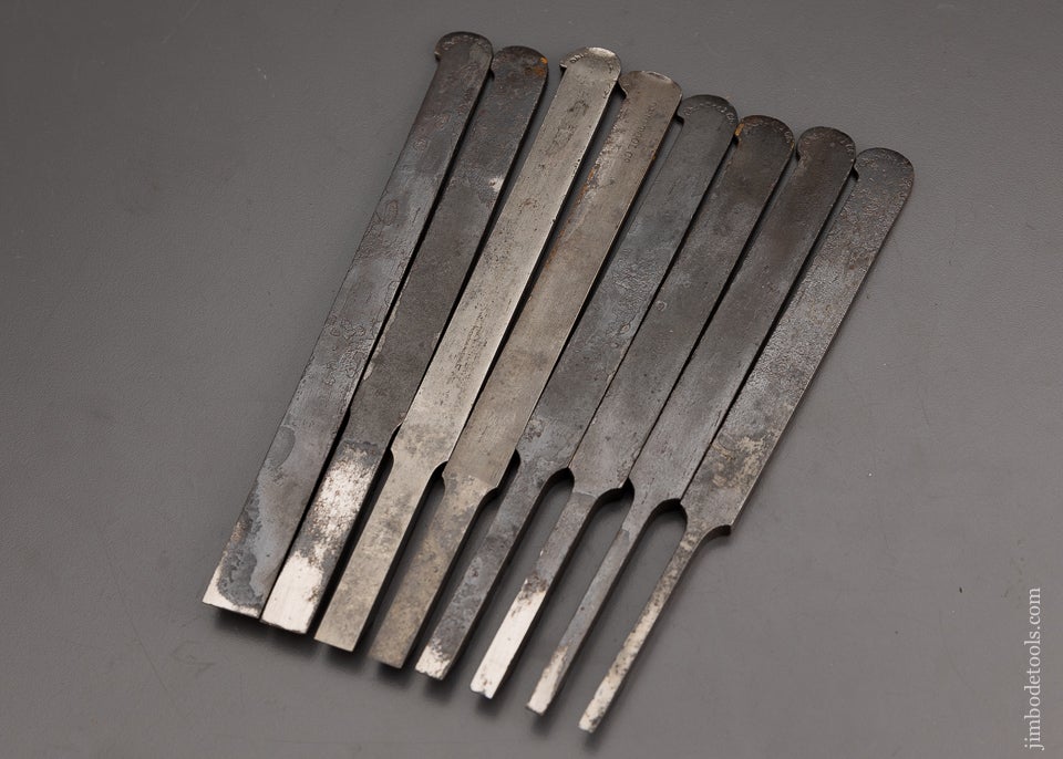 Complete Set of 8 Plow Plane Irons by OHIO TOOL CO. for Center Wheel Plow Plane - 1101160