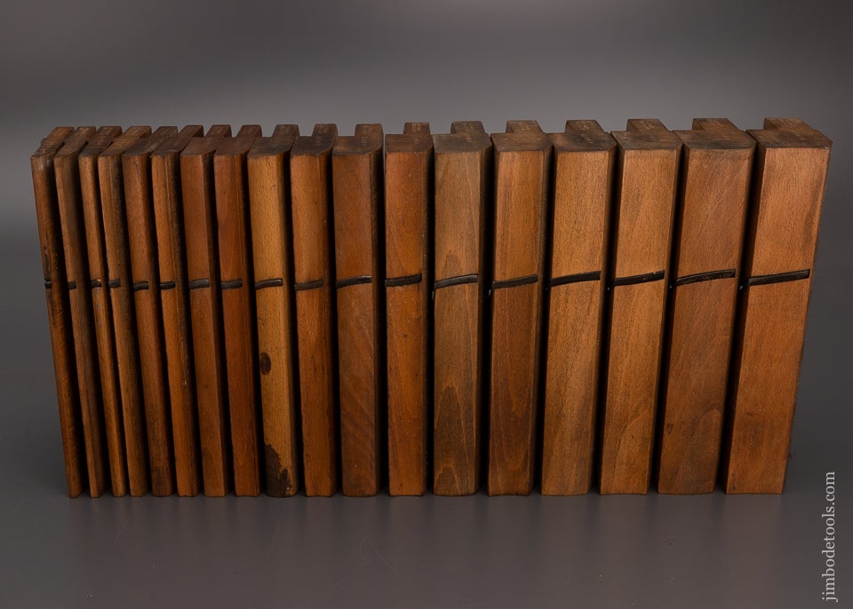 Crisp, Fine & Complete Set of 18 Skewed Hollow & Round Planes by GRIFFITHS NORWICH - 101547
