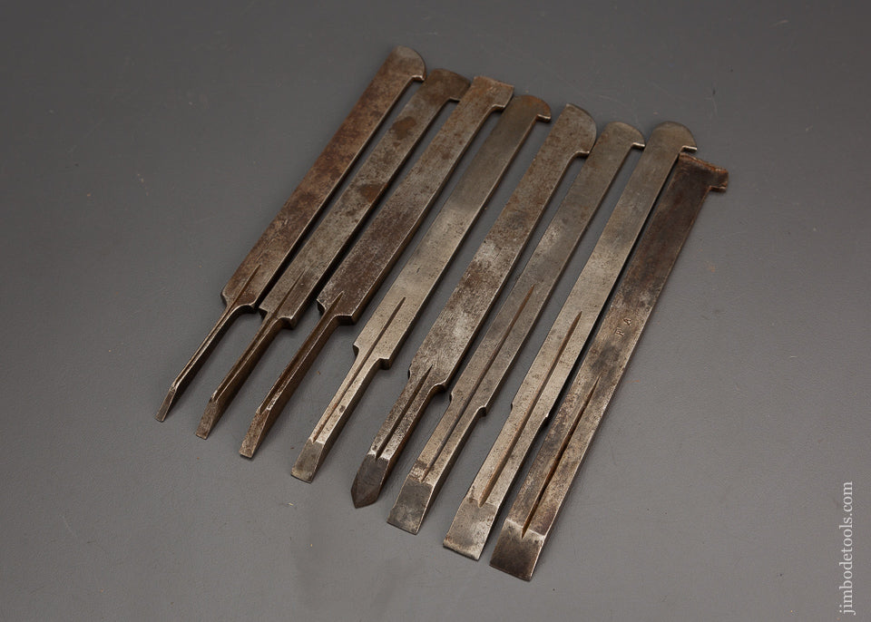 Graduated Set of 8 Plow Plane Irons Mixed Maker - 101781