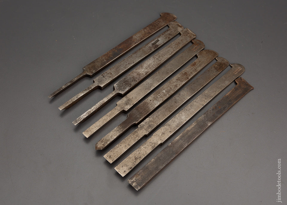 Graduated Set of 8 Plow Plane Irons Mixed Maker - 101781