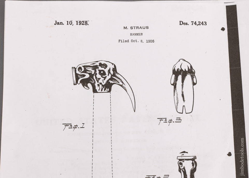 Rare MITTELDORFER STRAUS PATENT Goat Head Hammer - 101809