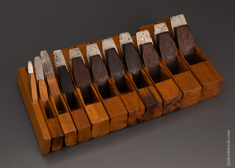Beautiful Working Set of 11 Pattern Maker’s Round Planes with Rosewood Wedges - 102831