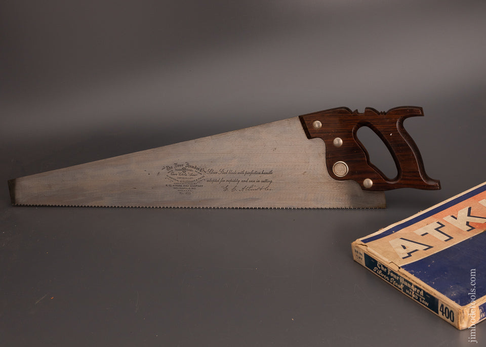 ATKINS “The Four Hundred” Silver Steel Hand Saw Near Mint in Box - 102985