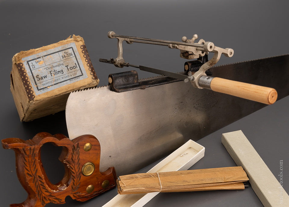 Stearns Patent Saw Filer With New Box of SIMONDS Saw Files - 104345
