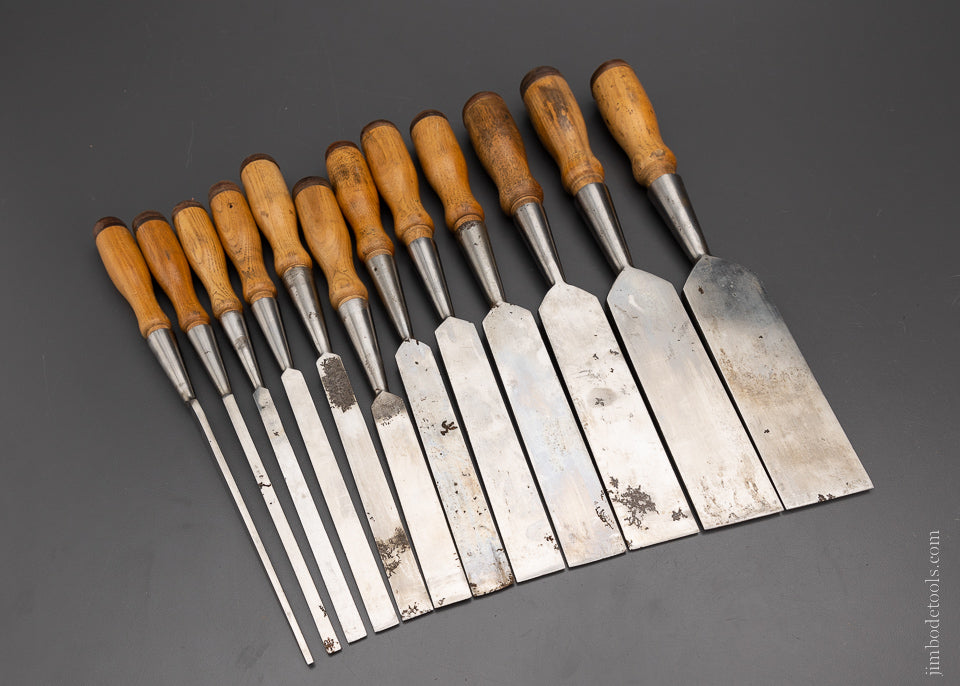 WITHERBY MADE FOR UNION HARDWARE SAMSON Complete Set of 12 Socket Firmer Chisels - 104384
