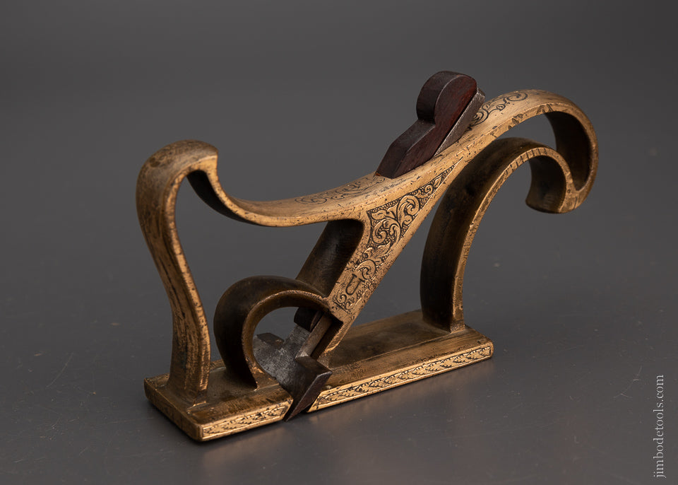 Spectacular Lavishly Engraved Bronze Rabbet Plane - 104414