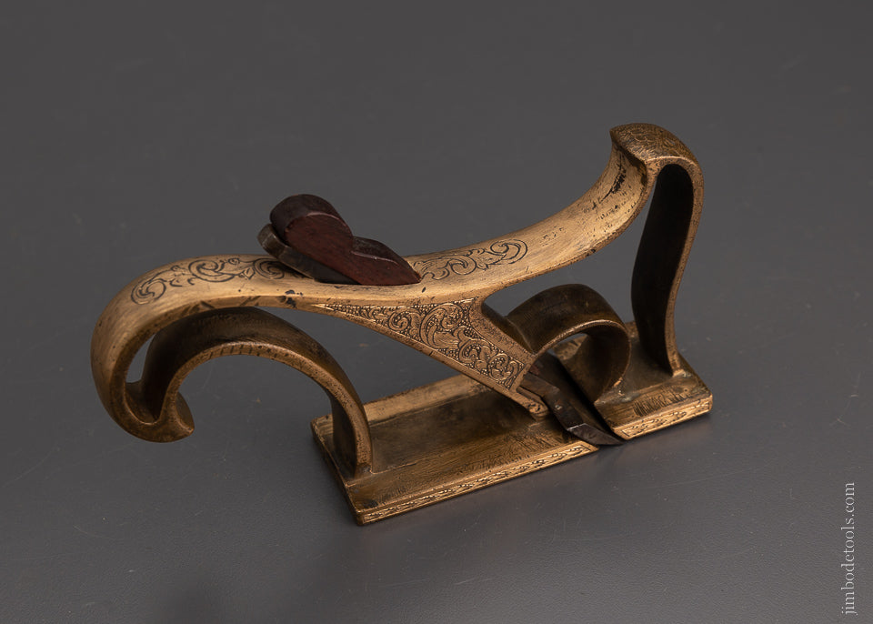 Spectacular Lavishly Engraved Bronze Rabbet Plane - 104414