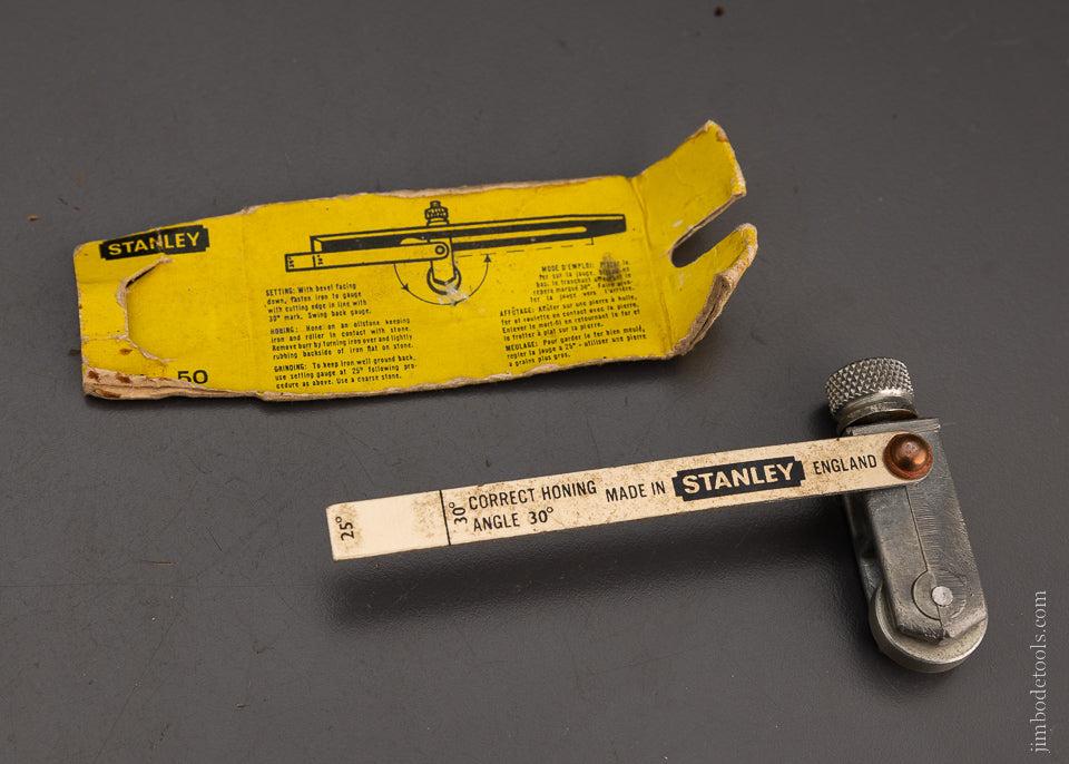 Very RARE! Patented STANLEY No. 50 Plane Iron Honing Guide Mint with Instructions! - 104656