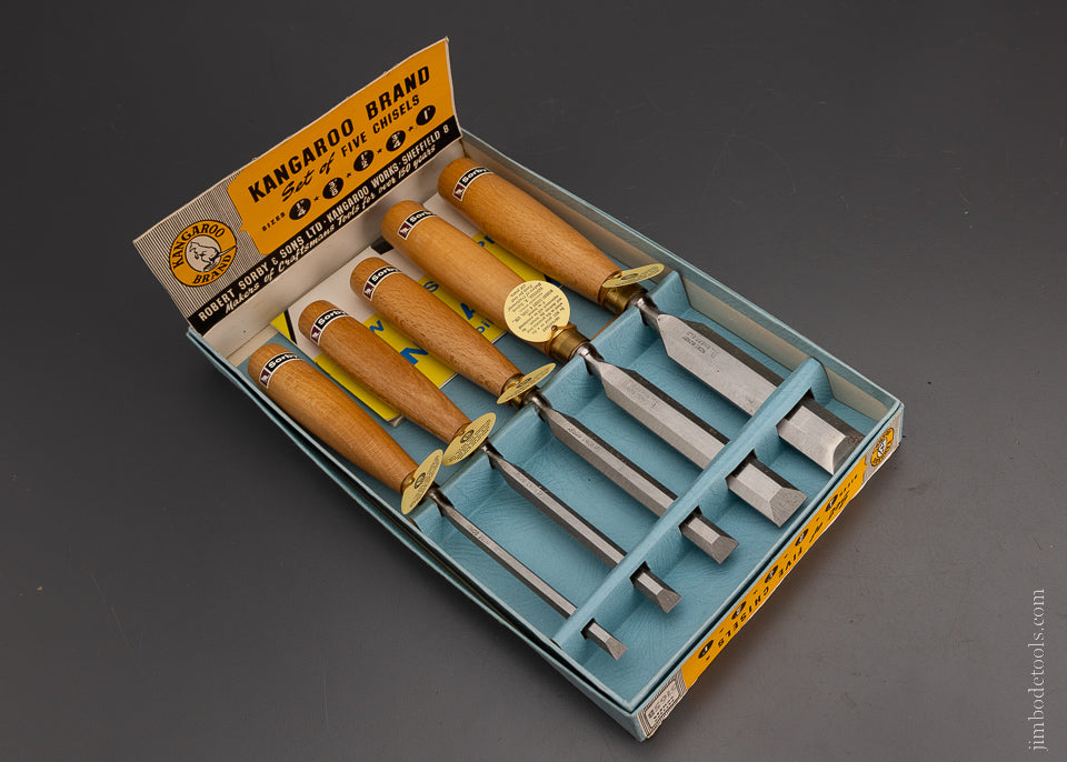 Kangaroo Brand SORBY Set of 5 Chisels Dead Mint in Box - 105140
