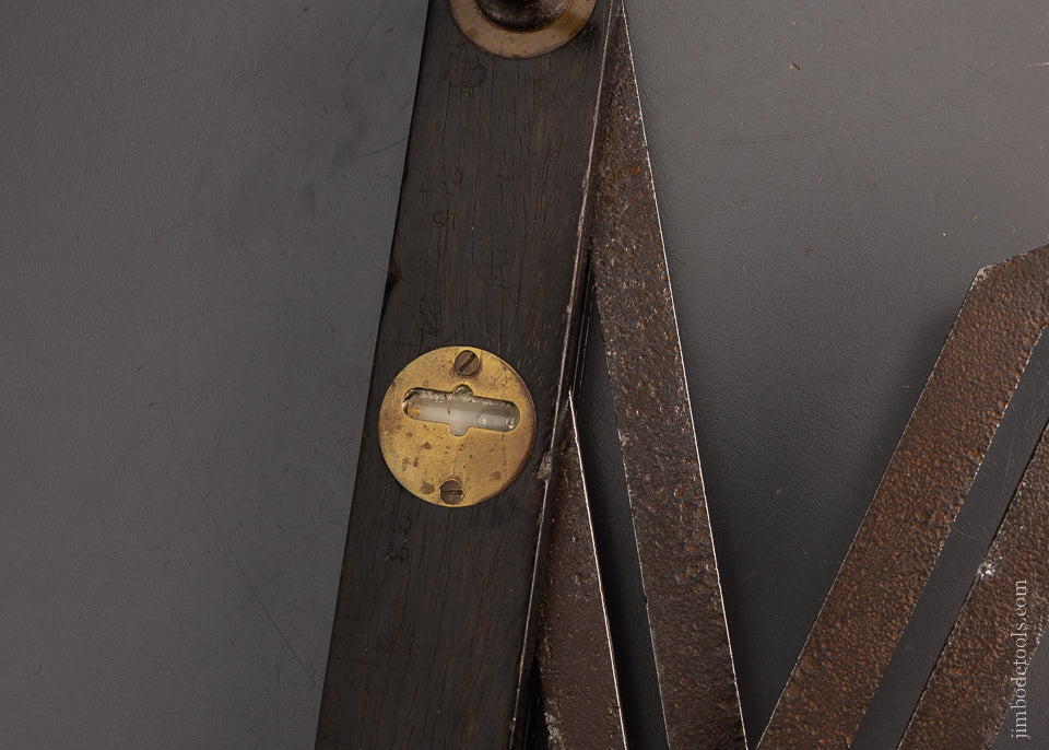 Very Rare BENJ. VAN AMRINGE PATENT Ebony Combination Tool Bevel, Square, Saw, Level Rule, Etc. - 105296