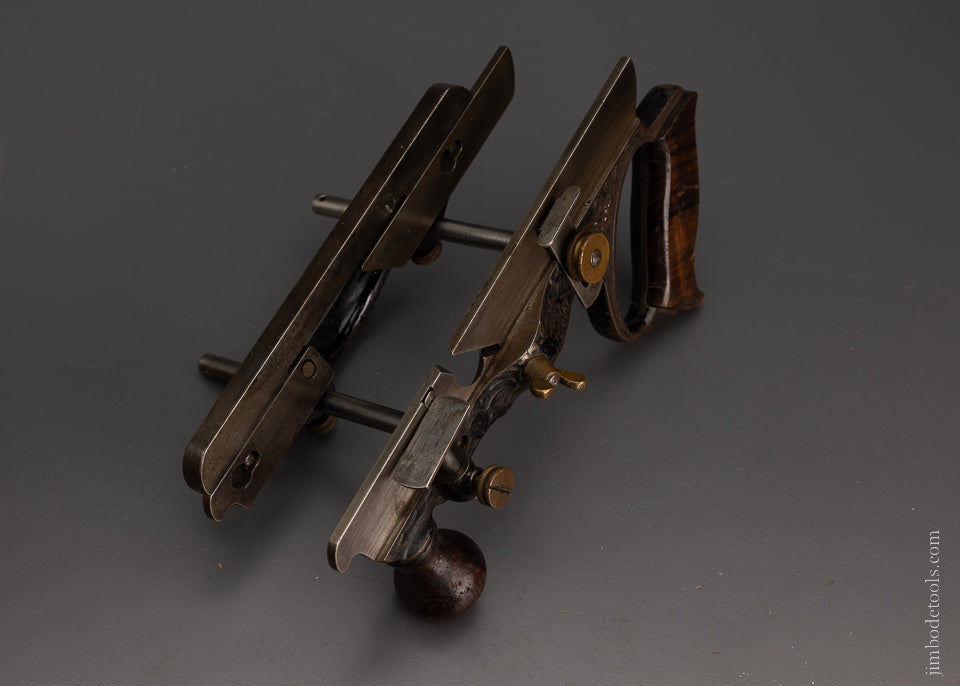 Excellent Early STANLEY No. 46 Skewed Plow Plane with 9 Irons. Custom Box - 105712