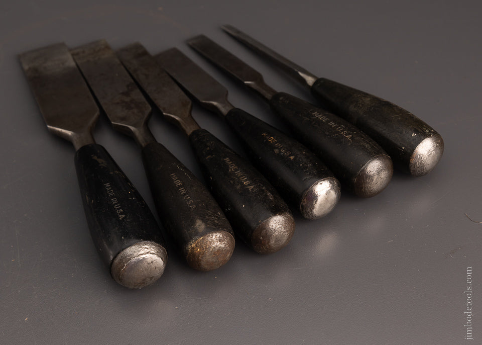 Awesome Set of 6 Rare STANLEY No. R-40 EVERLASTING Chisels - 106304