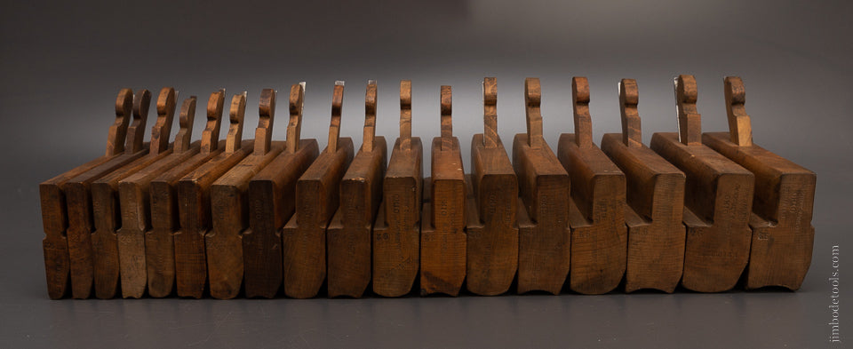 Fine Complete Set of 18 Hollow & Round Moulding Planes by SANDUSKY TOOL CO. - 106877