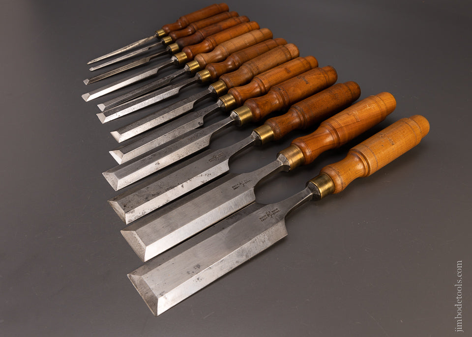 Fine & Complete Set of 12 BUCK BROS. Bevel Edge Chisels - 107130