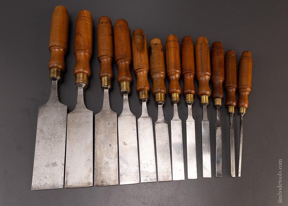 Fine & Complete Set of 12 BUCK BROS. Bevel Edge Chisels - 107130