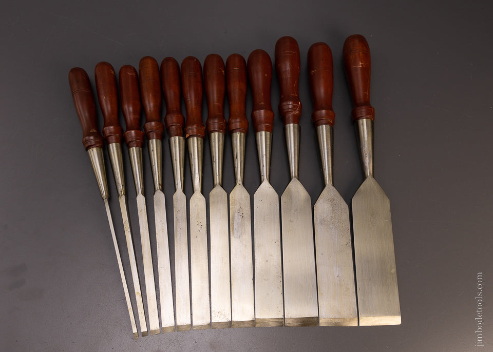 Near Mint Set of 12 P.S. & W. Socket Firmer Chisels - 107447