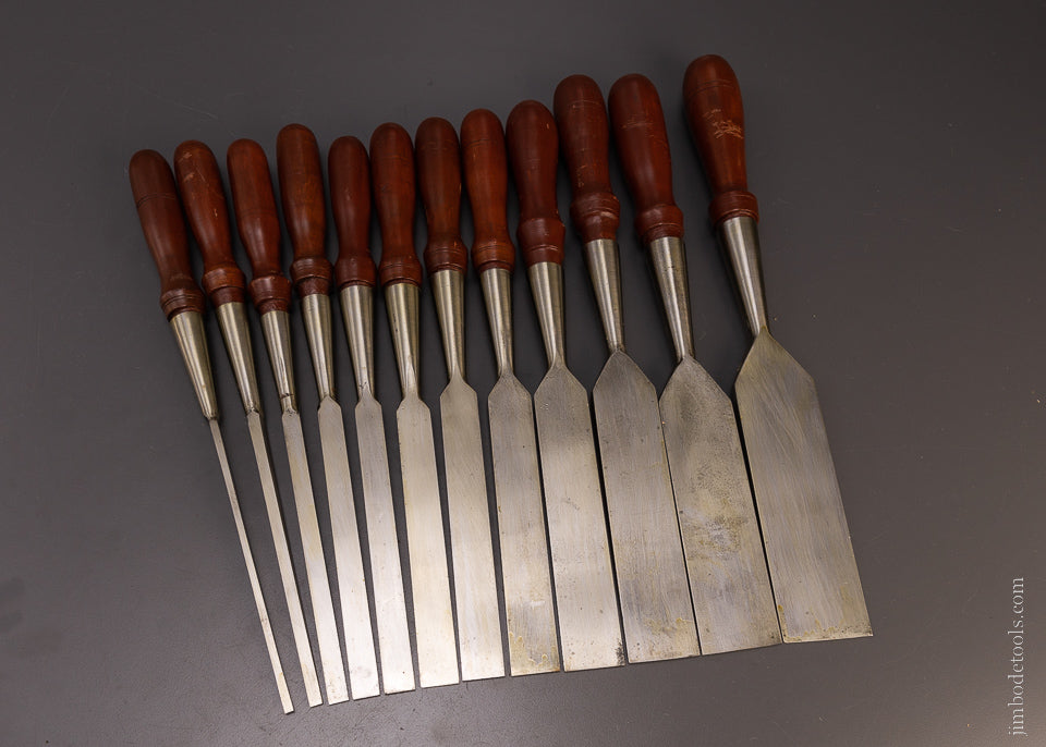 Near Mint Set of 12 P.S. & W. Socket Firmer Chisels - 107447
