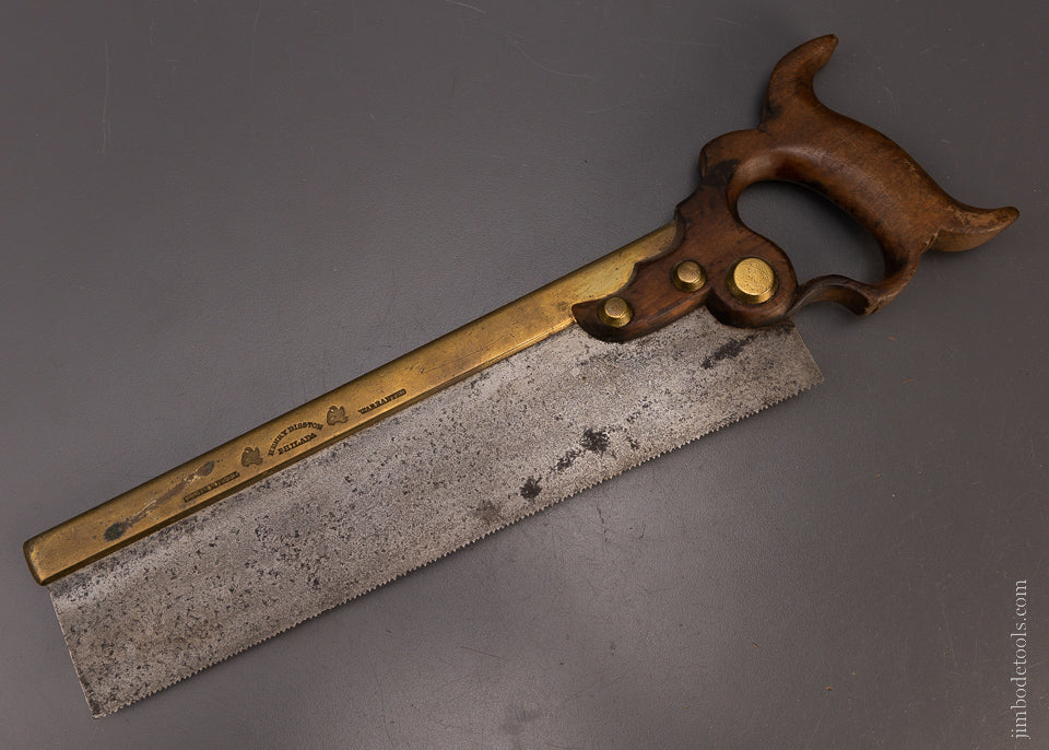 Rare DISSTON Double Eagle Triple Cove Conical Nut Brass Back Saw - 107738