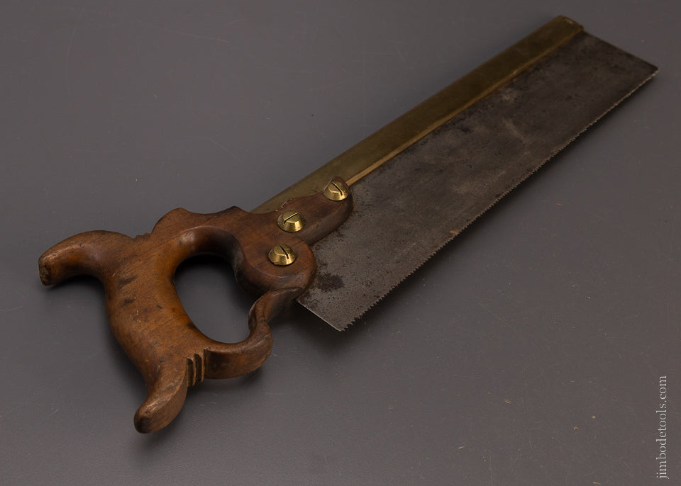 Rare DISSTON Double Eagle Triple Cove Conical Nut Brass Back Saw - 107738