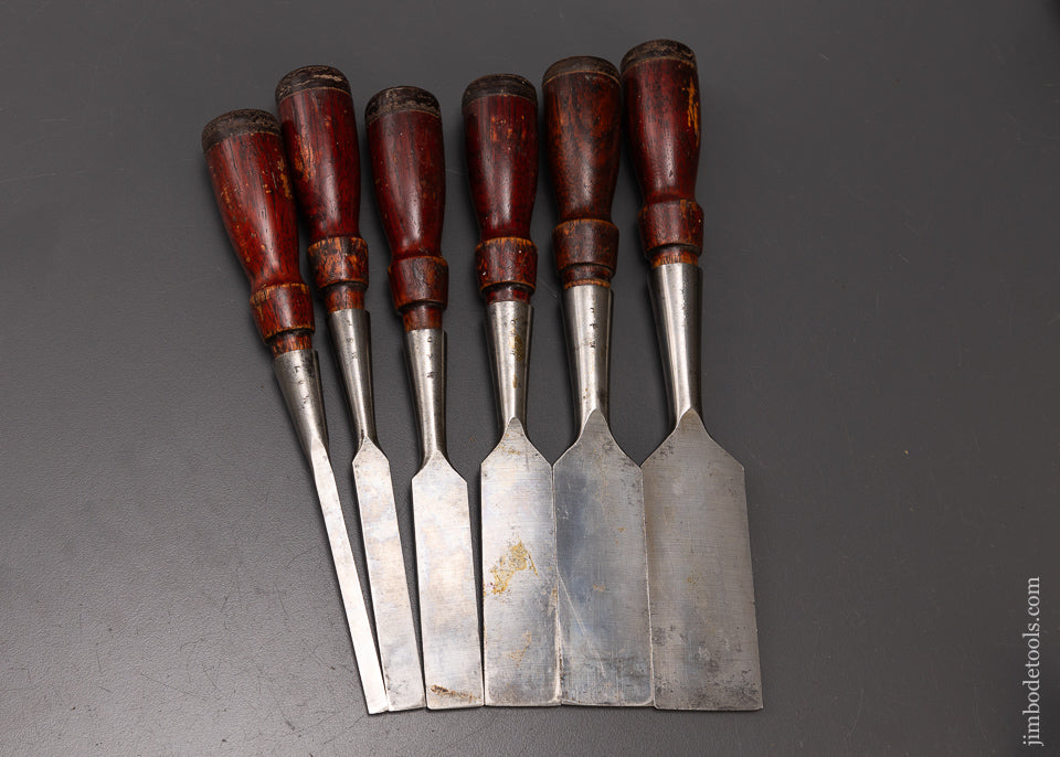Gorgeous Set of 6 STANLEY No. 750 Chisels with Decals - 108066