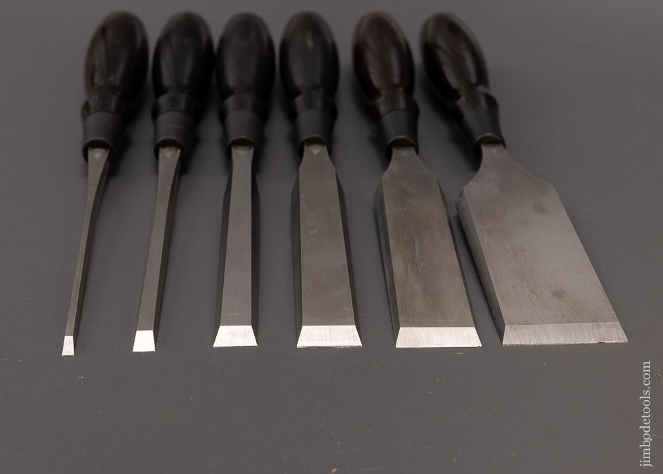 Drop Dead Stunning Set of 6 BLUE SPRUCE TOOL WORKS Cocobolo Handled Bench Chisels - 108144