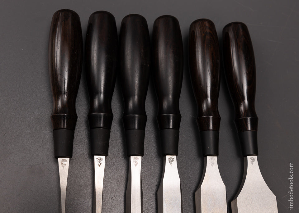 Drop Dead Stunning Set of 6 BLUE SPRUCE TOOL WORKS Cocobolo Handled Bench Chisels - 108144