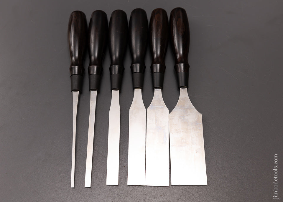 Drop Dead Stunning Set of 6 BLUE SPRUCE TOOL WORKS Cocobolo Handled Bench Chisels - 108144