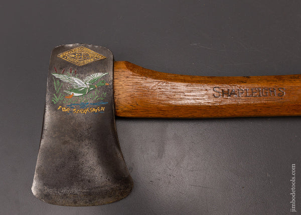 Rare Embossed SHAPLEIGH HARDWARE FOR SPORTSMAN Hatchet with
