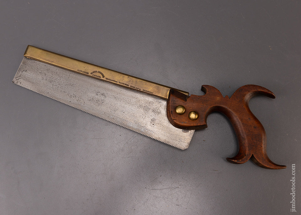 Rare JAMES TURNER PHILADA Brass Back Dovetail Saw Made for BOWLBY & BRENNER - 108643