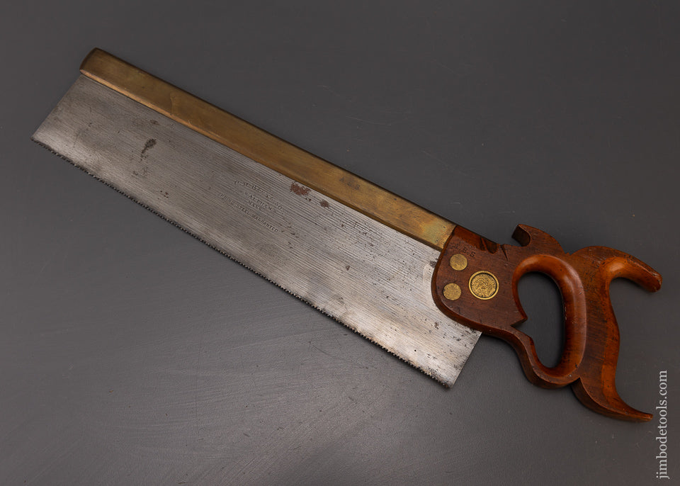Spectacular C.H. BILL & SON WALTHAM MASS. SPRING STEEL Brass Back Saw - EXCELSIOR 108822