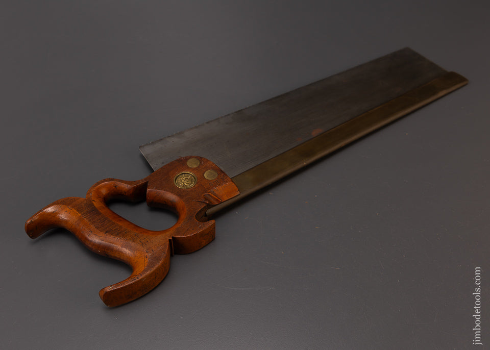Spectacular C.H. BILL & SON WALTHAM MASS. SPRING STEEL Brass Back Saw - EXCELSIOR 108822