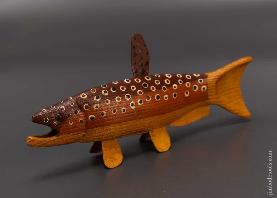 Spectacular 8 1/2 Inch Hand Carved Fish Decoy by Robert Francis - 109051