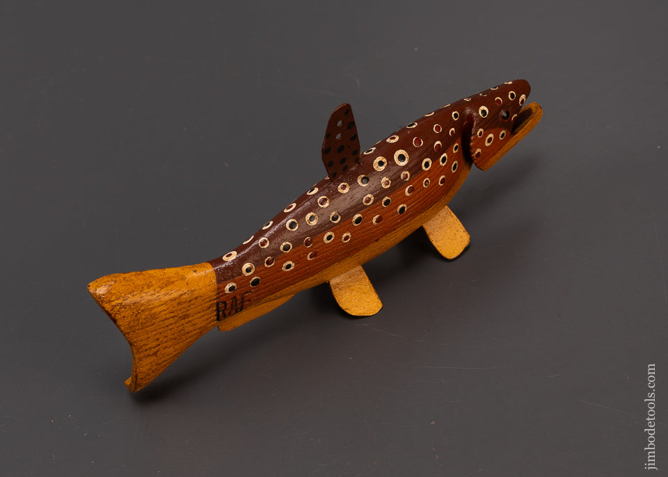 Spectacular 8 1/2 Inch Hand Carved Fish Decoy by Robert Francis - 109051
