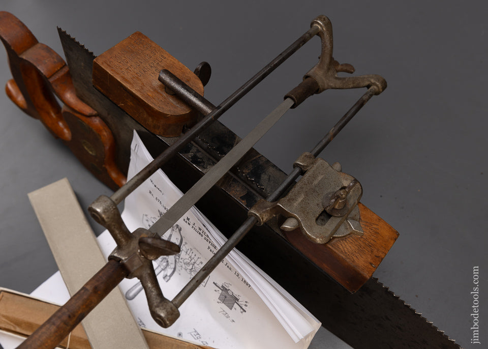 ATKINS Saw Filer with Full Box of SIMONDS Files Wilson Patent of 1897 - 109114