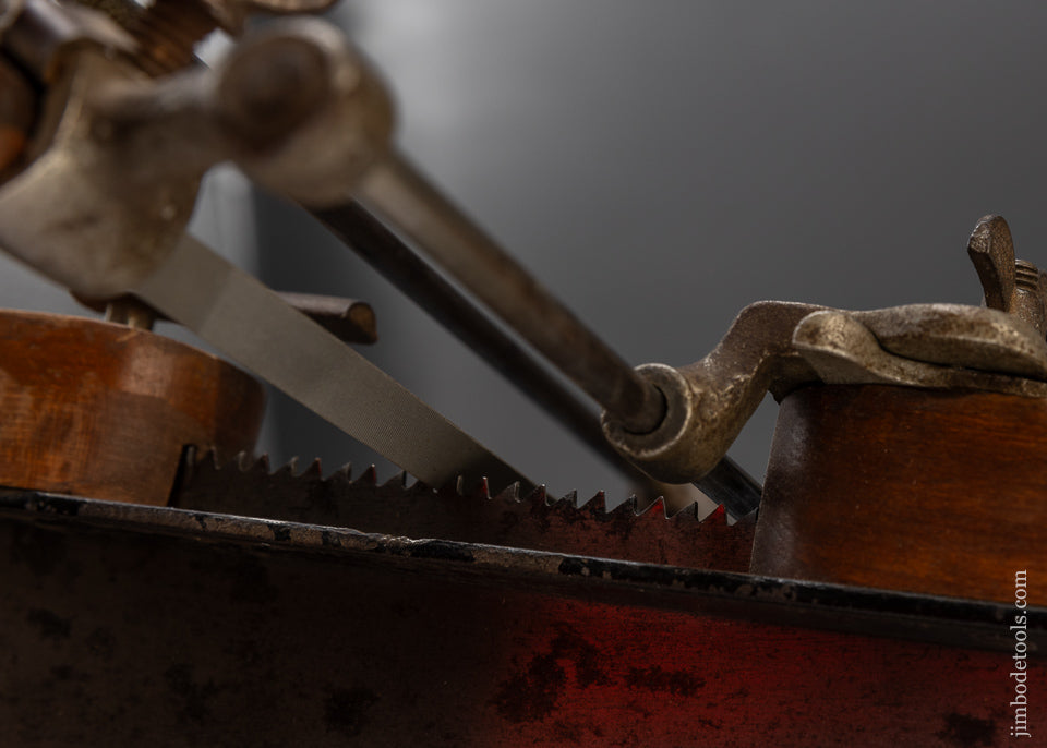 ATKINS Saw Filer with Full Box of SIMONDS Files Wilson Patent of 1897 - 109114