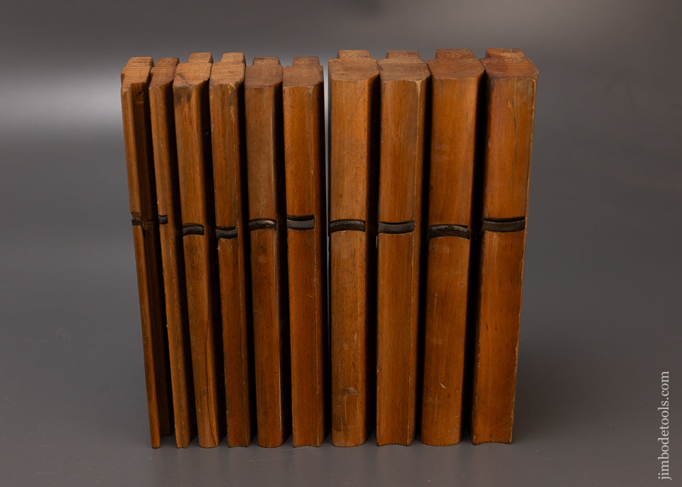 Fine User Set of 10 Hollow & Round Moulding Planes by CASEY & CO. Auburn (N.Y.) - 109630