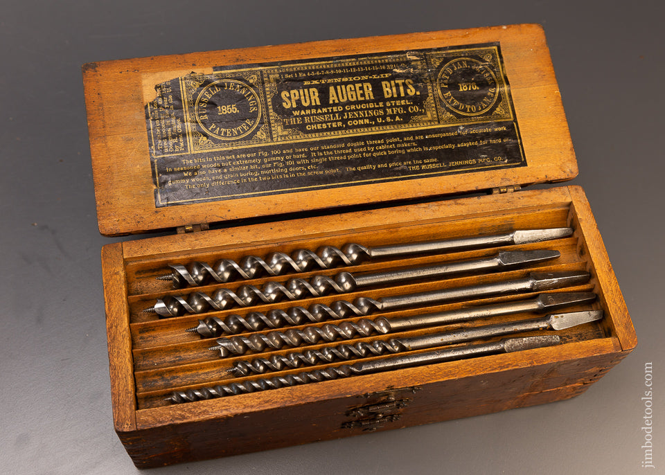 Fine Set of 13 RUSSELL JENNINGS Auger Bits in Original 3 Tiered Box - 109748