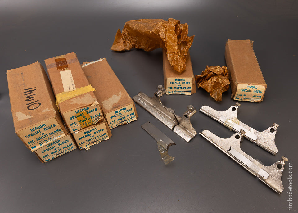 Complete Set of Hollows & Rounds Special Bases for RECORD No. 405 & STANLEY No. 45 Plow Planes Mint in Box - 110525