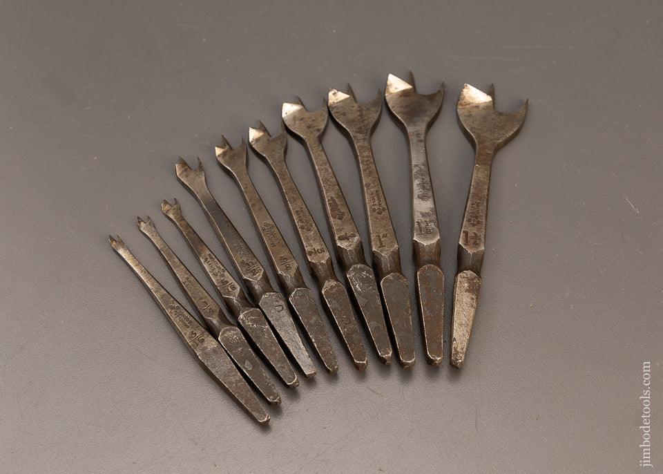 Fine Graduated Set of 10 Center Bits by MARPLES - 111015
